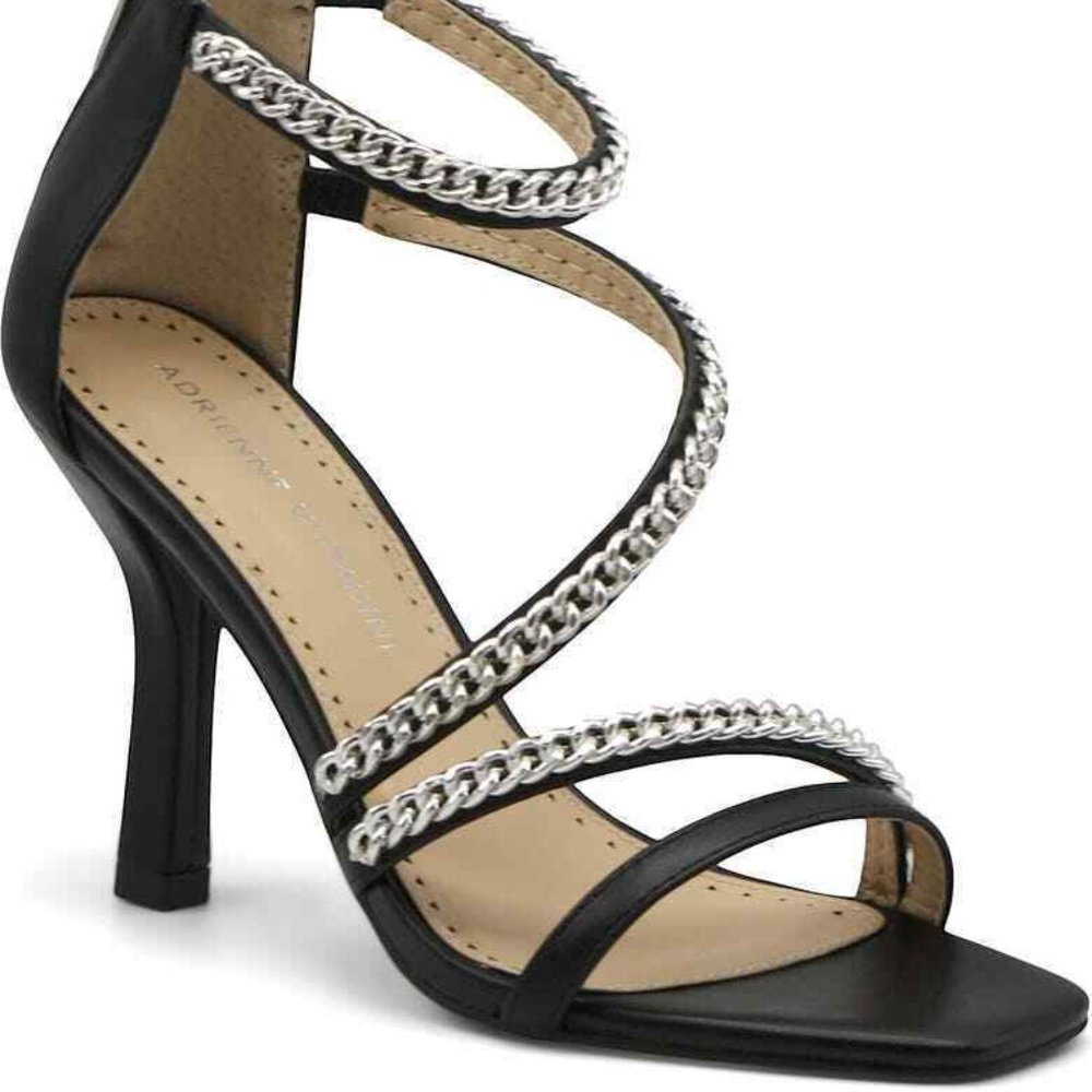 Adrienne Vittadini Geoff Chain Stiletto Sandal (Women) Size 8.5 , Black